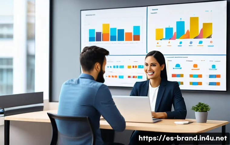 브랜드 커뮤니케이션 직무와 업무 자동화 - A modern digital customer service center scene featuring a sleek chatbot interface on a laptop scree...